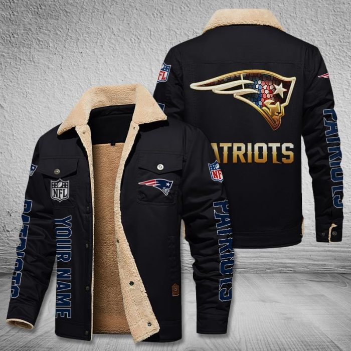 New England Patriots NFL Style Personalized Fleece Cargo Jacket Winter Jacket FCJ1500