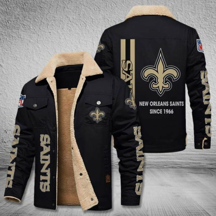 New Orleans Saints NFL Custom Name Fleece Cargo Jacket Winter Jackets  FCJ1245