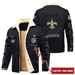 New Orleans Saints NFL Custom Name Premium Fleece Cargo Jacket Winter Jacket FCJ1277