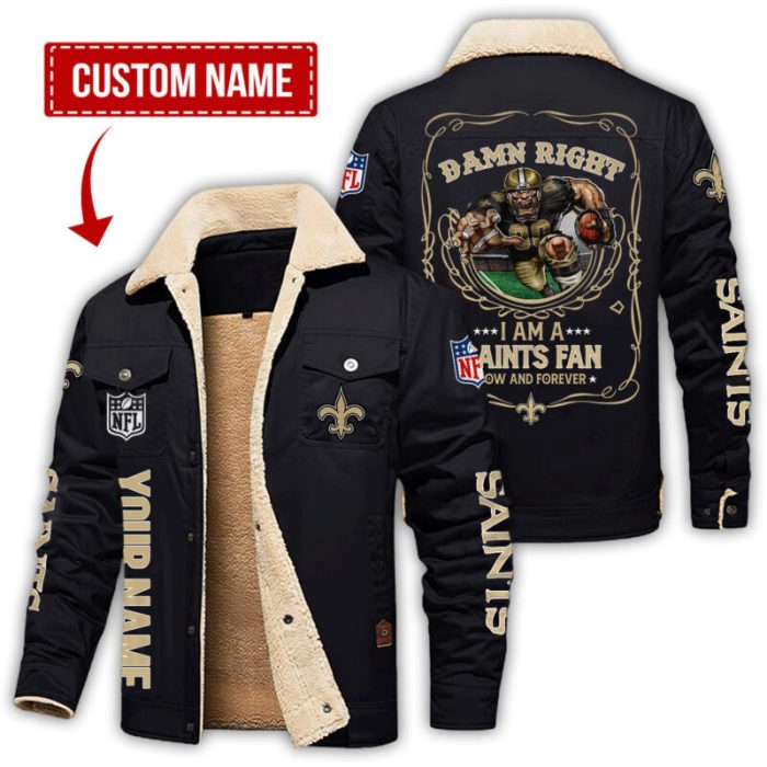 New Orleans Saints NFL Fan Now And Forever Persoanlized Fleece Cargo Jacket Winter Jacket FCJ1341