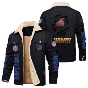 New York Giants Golden NFL Personalized Fleece Cargo Jacket Winter Jacket FCJ1116