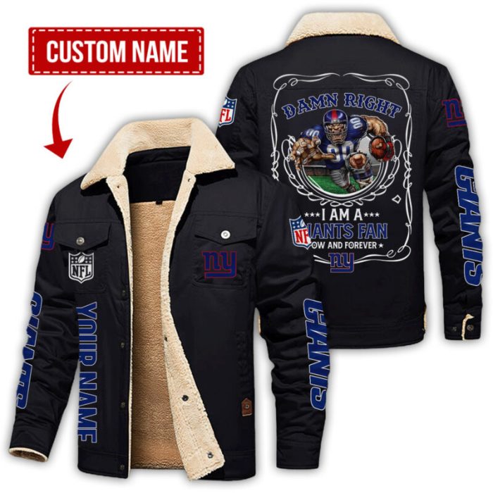 New York Giants NFL Fan Now And Forever Persoanlized Fleece Cargo Jacket Winter Jacket FCJ1342