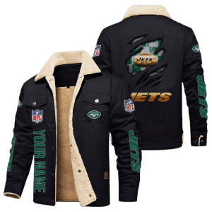 New York Jets Golden NFL Personalized Fleece Cargo Jacket Winter Jacket FCJ1117