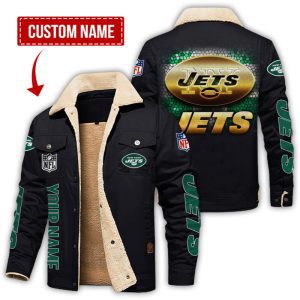New York Jets NFL Checkered Background Style Personalized Fleece Cargo Jacket Winter Jacket FCJ1311