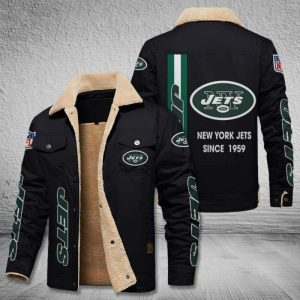 New York Jets NFL Custom Name Fleece Cargo Jacket Winter Jackets  FCJ1247