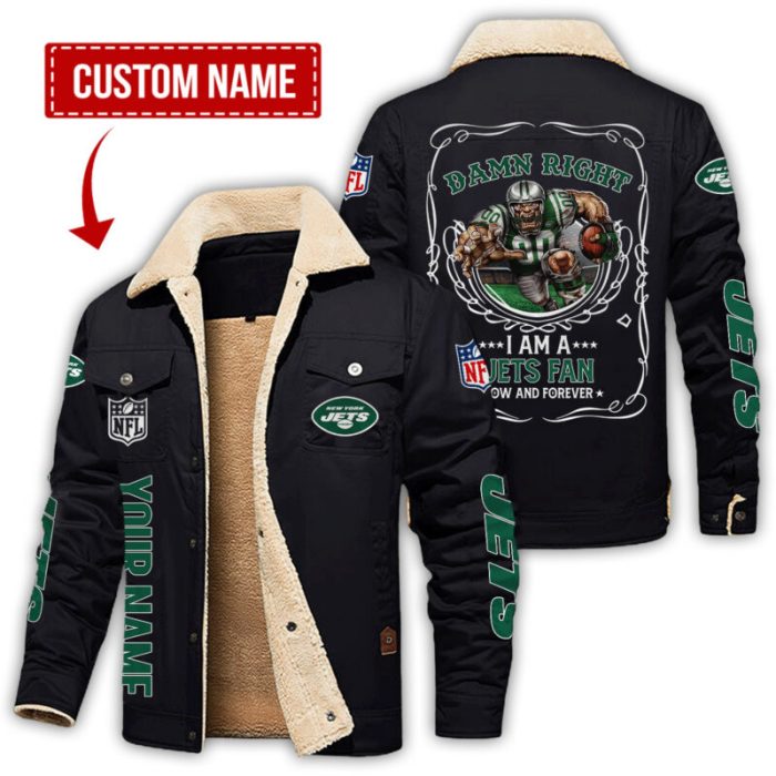 New York Jets NFL Fan Now And Forever Persoanlized Fleece Cargo Jacket Winter Jacket FCJ1343