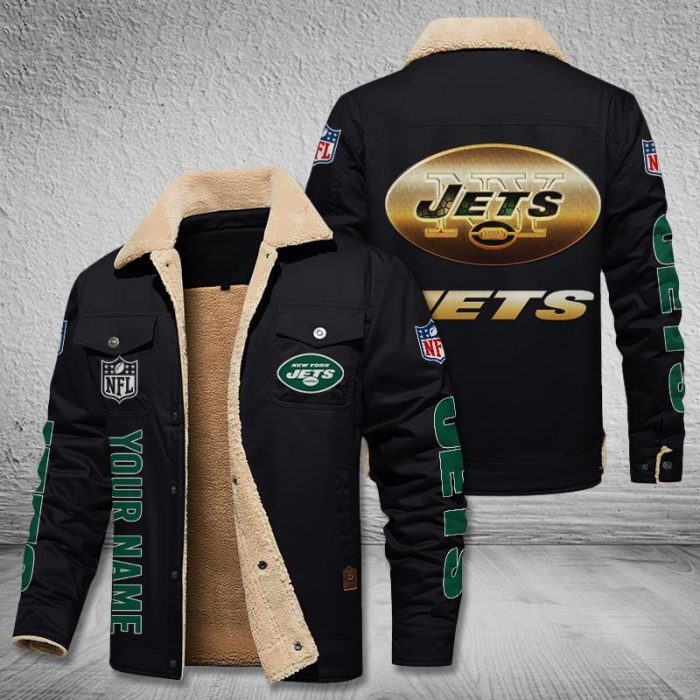 New York Jets NFL Style Personalized Fleece Cargo Jacket Winter Jacket FCJ1503