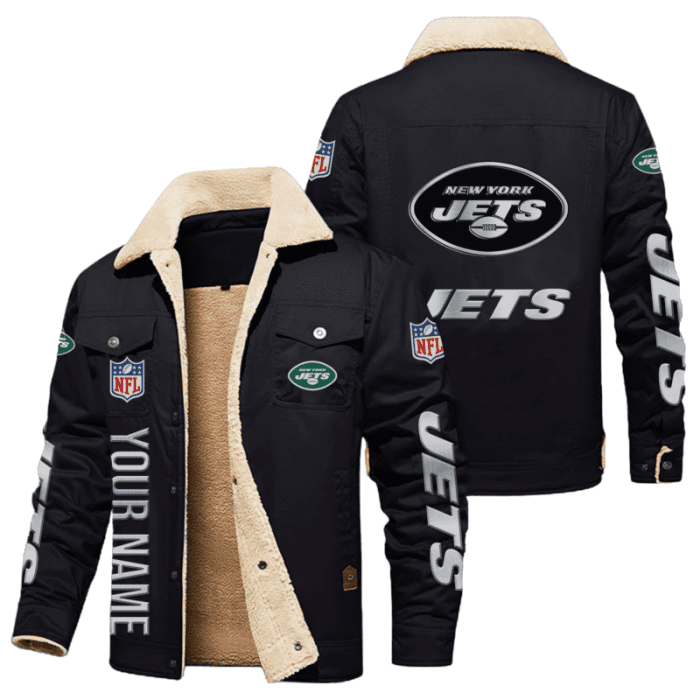 New York Jets Special Edition Silver Chrome Color NFL Personalized Fleece Cargo Jacket Winter Jacket FCJ1567