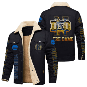 Notre Dame Fighting Irish NCAA Style Personalized Fleece Cargo Jacket Winter Jacket FCJ1175