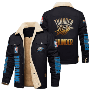 Oklahoma City Thunder NBA Style Personalized Fleece Cargo Jacket Winter Jacket FCJ1145