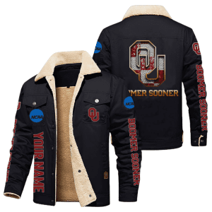 Oklahoma Sooners NCAA Style Personalized Fleece Cargo Jacket Winter Jacket FCJ1177