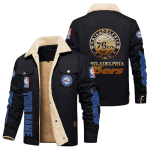 Philadelphia 76ers NBA Style Personalized Fleece Cargo Jacket Winter Jacket FCJ1147