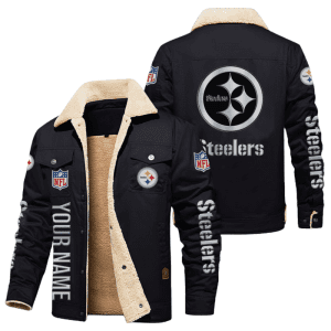 Pittsburgh Steelers Special Edition Silver Chrome Color NFL Personalized Fleece Cargo Jacket Winter Jacket FCJ1569