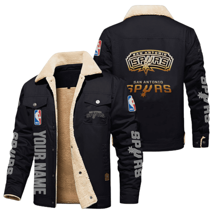 San Antonio Spurs NBA Style Personalized Fleece Cargo Jacket Winter Jacket FCJ1152