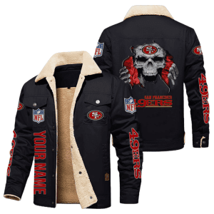 San Francisco 49ers NFL Skull Style Personalized Fleece Cargo Jacket Winter Jacket FCJ1474