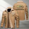 Seattle Seahawks NFL Golden Logo Brown Fleece Cargo Jacket Winter Jacket Custom Name FCJ1379