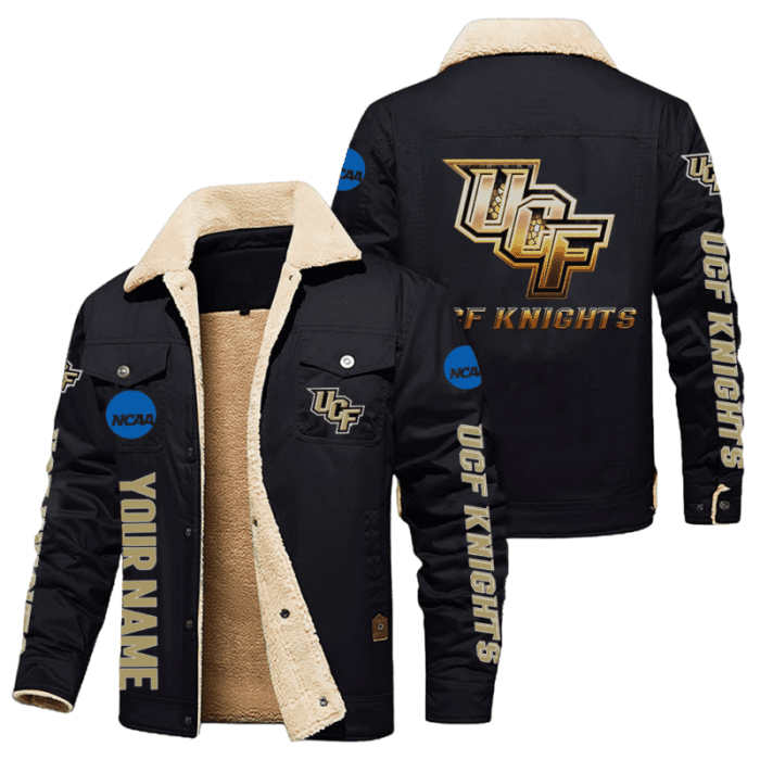 UCF Knights NCAA Style Personalized Fleece Cargo Jacket Winter Jacket FCJ1188