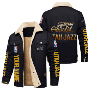 Utah Jazz NBA Style Personalized Fleece Cargo Jacket Winter Jacket FCJ1153