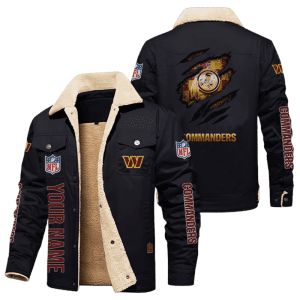 Washington Commanders Golden NFL Personalized Fleece Cargo Jacket Winter Jacket FCJ1124