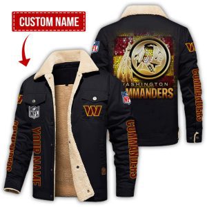 Washington Commanders NFL Checkered Background Style Personalized Fleece Cargo Jacket Winter Jacket FCJ1318