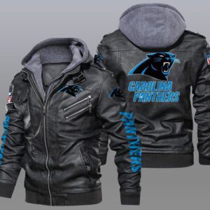 Carolina Panthers Black Brown Leather Jacket LIZ154