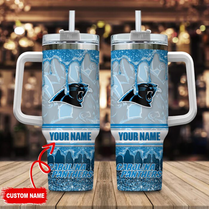 Carolina Panthers NFL 32 Teams Glitter Custom Name 40oz Stanley Tumbler STT1638