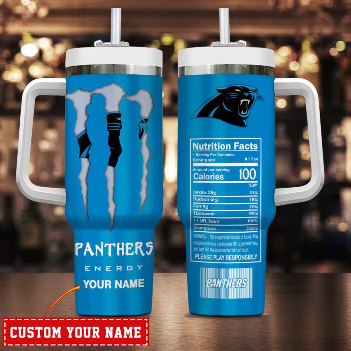 Carolina Panthers NFL Energy Nutrition Facts Personalized Stanley Tumbler 40Oz STT1702