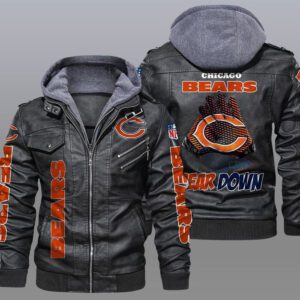 Chicago Bears Black Brown Leather Jacket LIZ016
