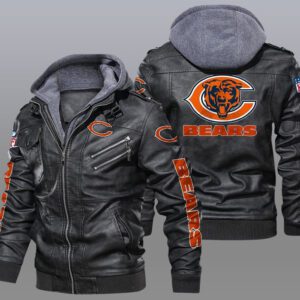 Chicago Bears Black Brown Leather Jacket LIZ143