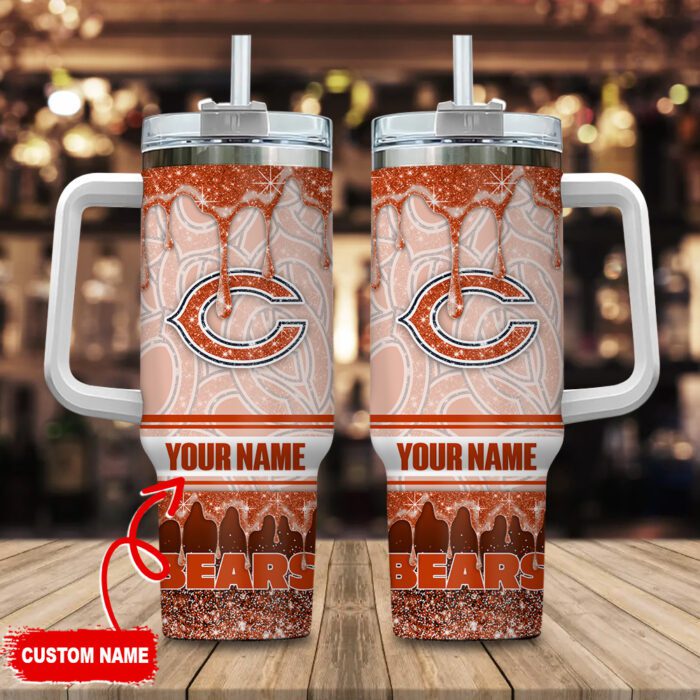 Chicago Bears NFL 32 Teams Glitter Custom Name 40oz Stanley Tumbler STT1639