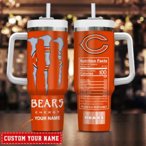 Chicago Bears NFL Energy Nutrition Facts Personalized Stanley Tumbler 40Oz STT1703