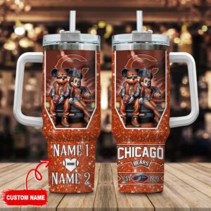 Chicago Bears NFL Mickey And Minnie Couple 40oz Stanley Tumbler Custom Name STT1575