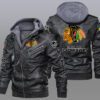 Chicago Blackhawks Black Brown Leather Jacket LIZ164