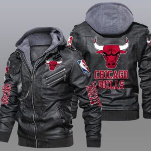 Chicago Bulls Black Brown Leather Jacket LIZ112