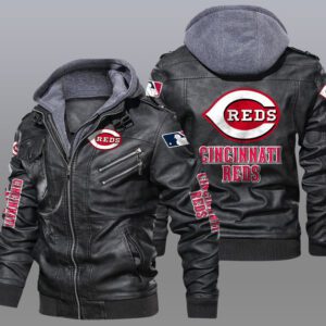 Cincinnati Reds Black Brown Leather Jacket LIZ129