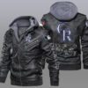 Colorado Rockies Black Brown Leather Jacket LIZ124