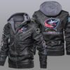 Columbus Blue Jackets Black Brown Leather Jacket LIZ162