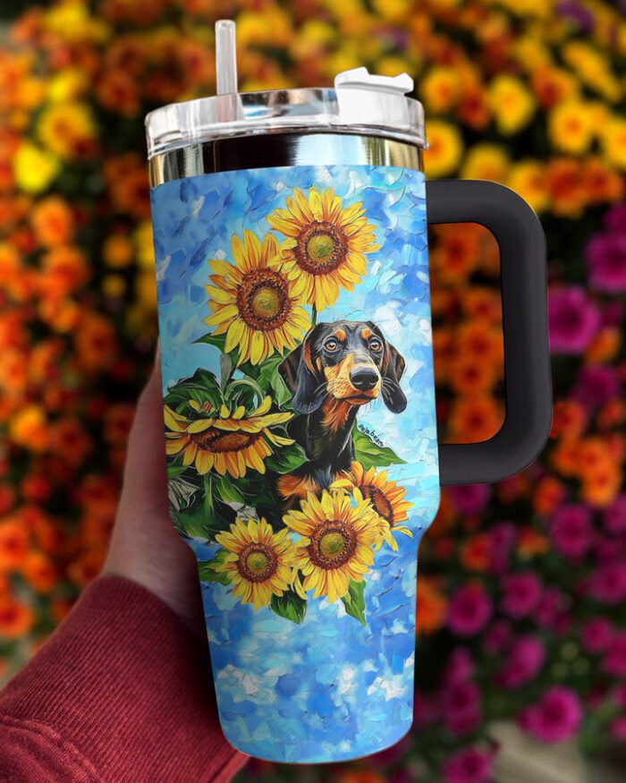 Dachshund Shineful 40oz Stanley Tumbler Sunflower Sky STT1527