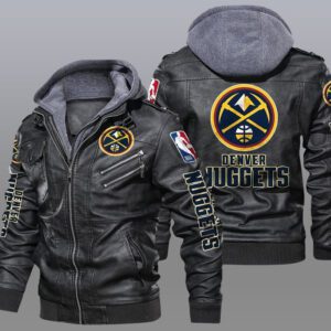 Denver Nuggets Black Brown Leather Jacket LIZ121