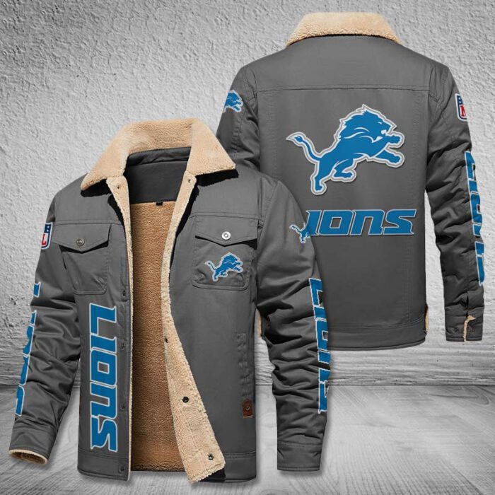Detroit Lions Fleece Cargo Jacket Winter Jacket FCJ1700