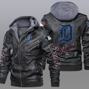 Detroit Tigers Black Brown Leather Jacket LIZ130