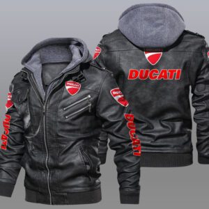 Ducati Black Brown Leather Jacket LIZ022