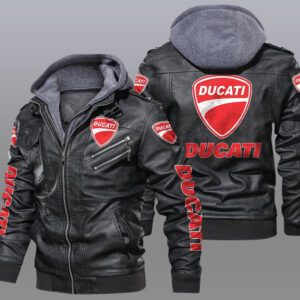 Ducati Black Brown Leather Jacket LIZ066