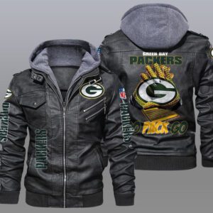 Green Bay Packers Black Brown Leather Jacket LIZ006