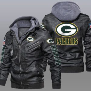 Green Bay Packers Black Brown Leather Jacket LIZ115