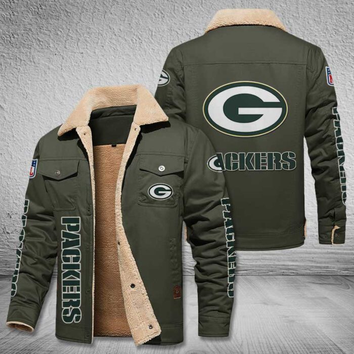 Green Bay Packers Fleece Cargo Jacket Winter Jacket FCJ1710
