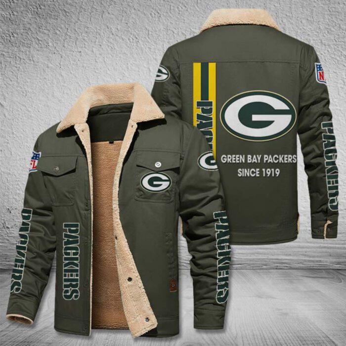 Green Bay Packers Fleece Cargo Jacket Winter Jacket FCJ1718