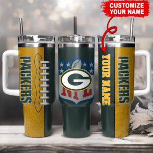 Green Bay Packers NFL 32 Teams Football Custom Name 40oz Stanley Tumbler STT1613