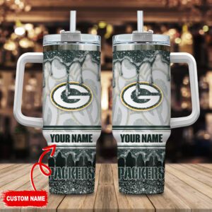 Green Bay Packers NFL 32 Teams Glitter Custom Name 40oz Stanley Tumbler STT1645