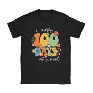 Happy 100 Days Of School Retro Groovy Teacher Student Kids Unisex T-Shirt TH1006